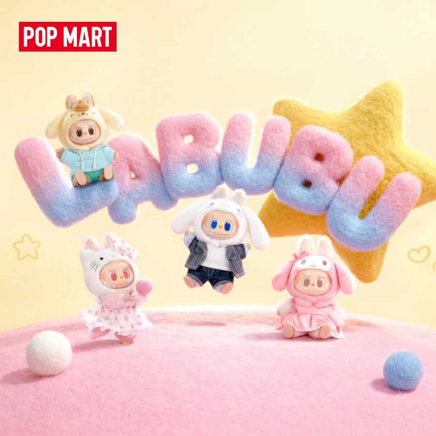 EU POP MART THE MONSTERS &times; Sanrio Characters Series - Виниловые плюшевые подвески-брелоки в слепых коробках, 1/6 шт., LABUBU Hello Kitty, слепые коробки Модная слепая коробка