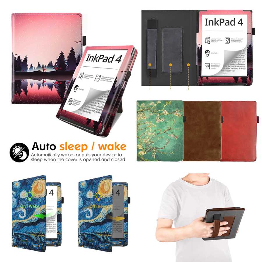 Чернильная подставка для Pocketbook 743 Inkpad 4, цветная подставка InkPad 2, модель 7,8 дюйма с ремешком на руку, держателем для сна и пробуждения, чехол для электронной книги PB743 Аксессуары и запчасти для планшетов