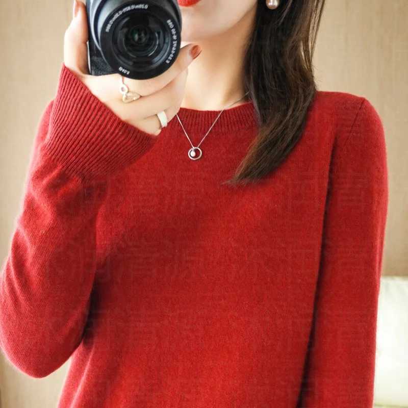 Фотография №1 товара Осенне-зимний кашемировый свитер, женский пуловер с круглым вырезом, повседневный вязаный