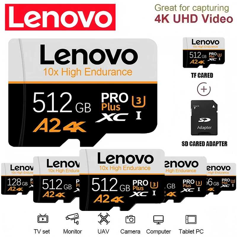 Оригинальная карта памяти Lenovo Class 10 U3 4K Micro TF/SD 16GB 32GB 64GB 128GB 256GB 512GB для телефона, камеры, дрона, TF-карта A2 Micro TF/SD Хранение данных
