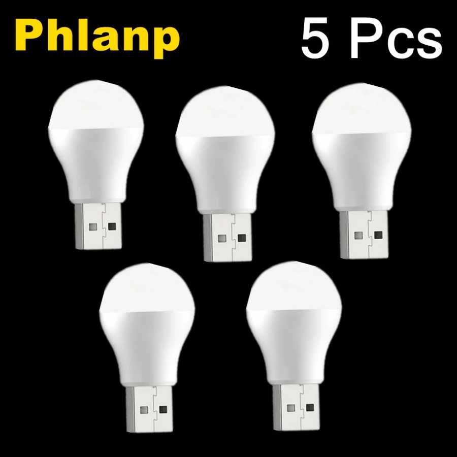5 шт. USB светодиодная лампа для чтения мини-книга ночник для кемпинга настольные лампы для Power Bank ПК ноутбук USB ночник Внутреннее освещение