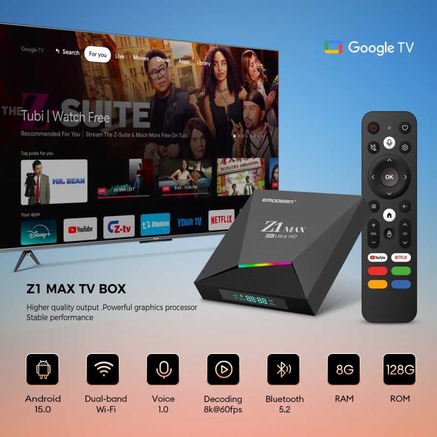 Фотография №1 товара ТВ-приставка Z1 Max на Android 15 с IPTV, Allwinner H618