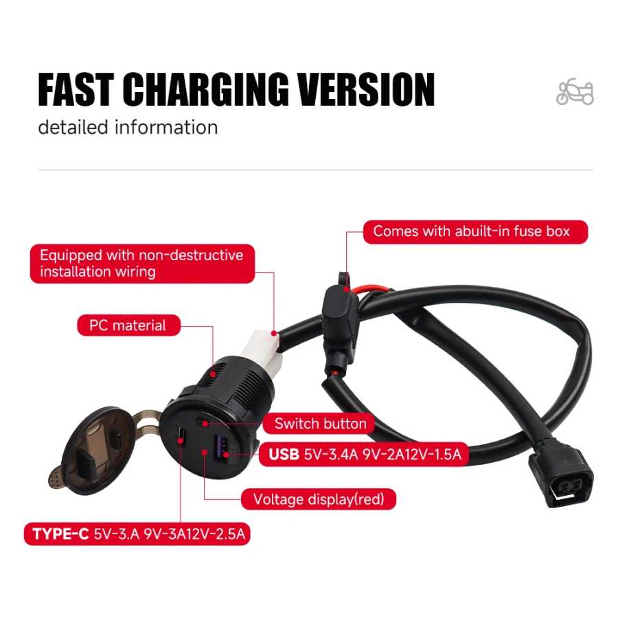 Фотография №4 товара USB-зарядное устройство для мотоциклов HONDA NT1100, XL750 Transalp 750, CRF1000L