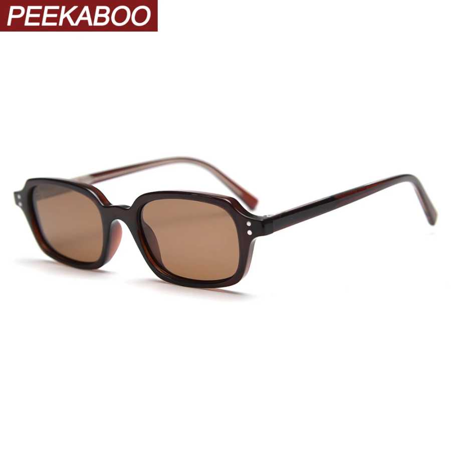Поляризованные солнцезащитные очки Peekaboo в стиле ретро для мужчин, UV400, коричнево-зеленые, маленькие квадратные солнцезащитные очки для женщин, летние аксессуары Очки и аксессуары
