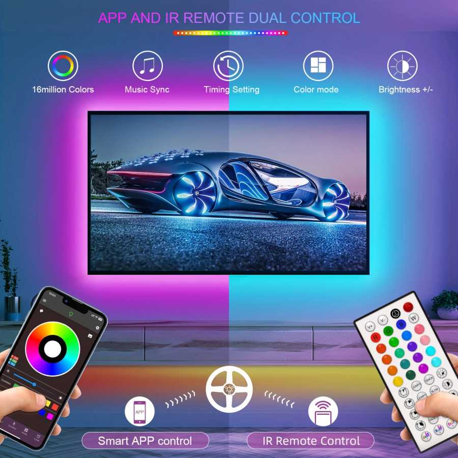 Фотография №2 товара Светодиодные фонари для синхронизации музыки в комнате RGB Светодиодные ленты