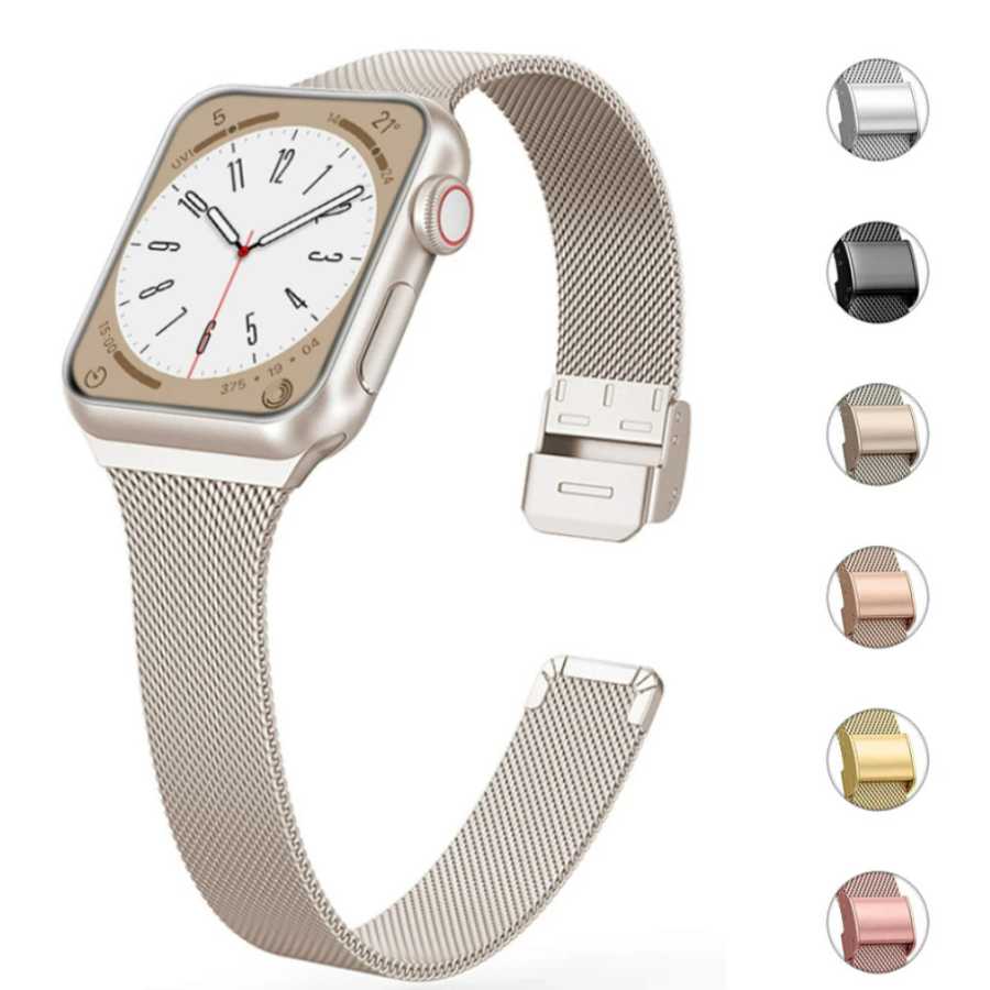 Миланский ремешок для Apple Watch 44 мм, 40 мм, 45 мм, 41 мм, 46 мм, 42 мм, 38 49 мм, металлический браслет iWatch Series 11 10 Ultra 9 8 7 6 5 SE3 ремешок Аксессуары для часов