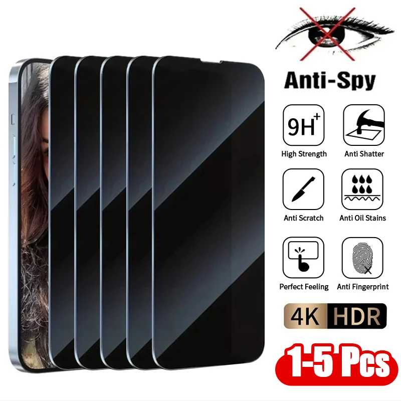 1-5 шт. антишпионское закаленное стекло для iPhone 16 14 13 11 15Pro Max Mini 7 8 Plus Защитная пленка для экрана для iPhone 15 X XR XS MAX Защитная пленка для мобильного телефона