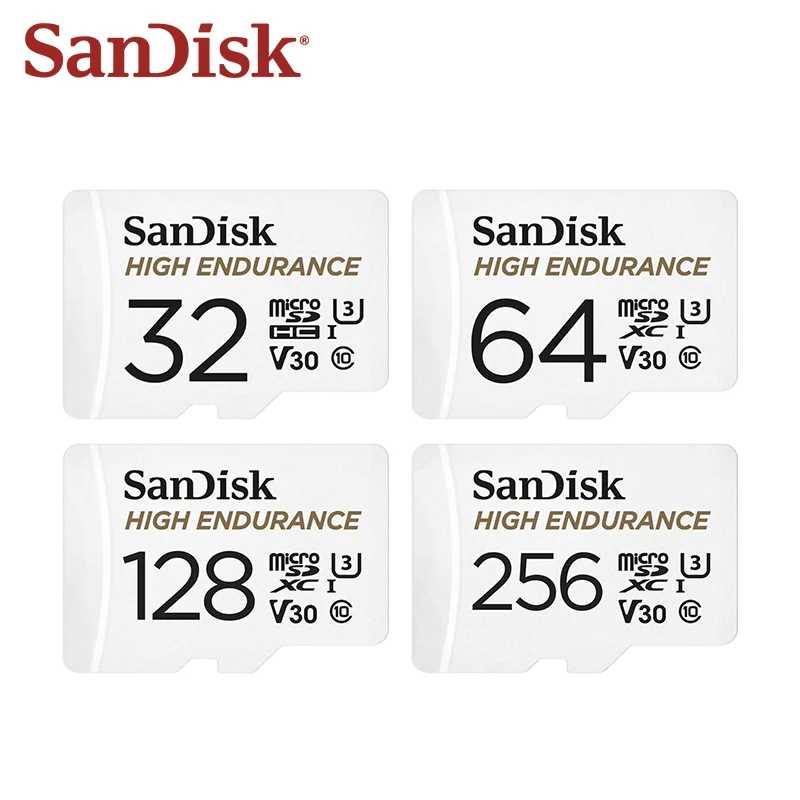Оригинальная карта памяти SanDisk High Endurance Micro SD MicroSDHC 32GB V30 C10 MicroSDXC 64GB 128GB 256GB для видеорегистраторов Хранение данных