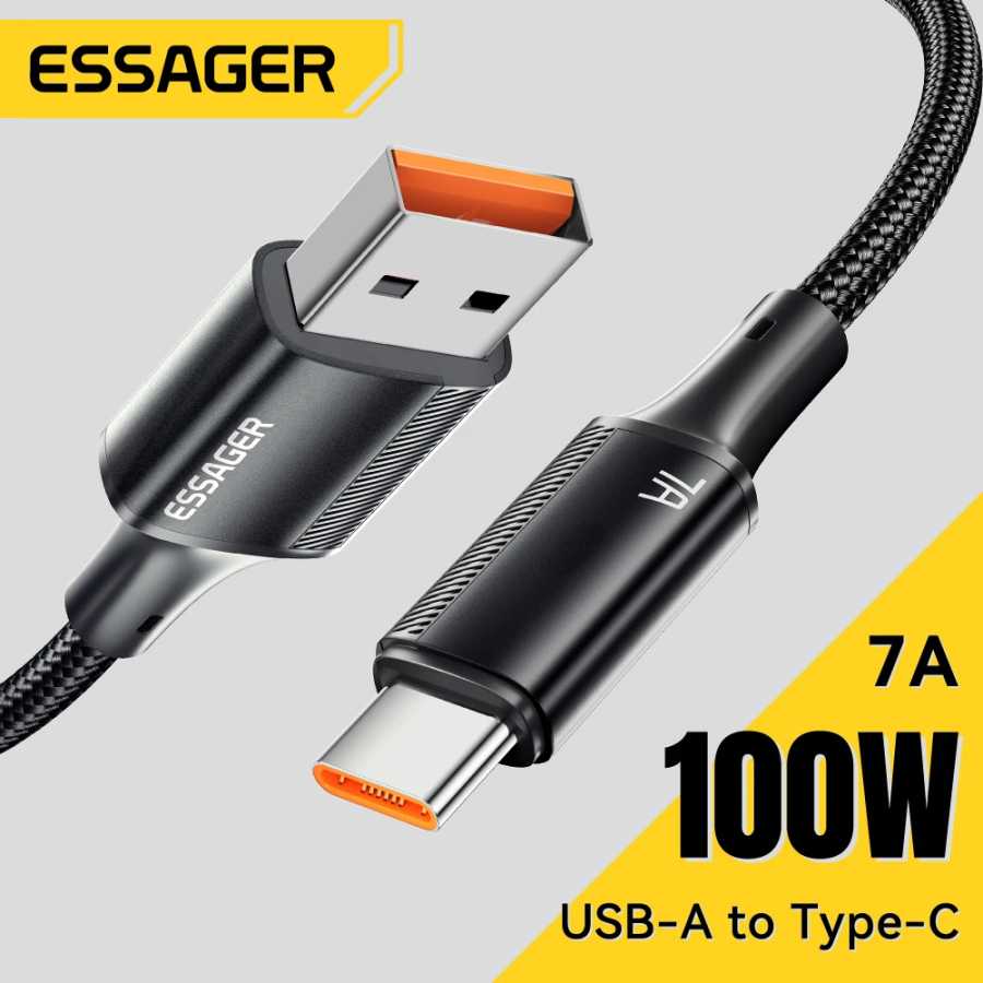 Essager 7A USB-кабель типа C для Realme Huawei P40 Pro 100 Вт, провод для быстрой зарядки, зарядное устройство USB-C, шнур для передачи данных для Samsung Xiaomi Poco F3 Аксессуары для мобильных телефонов