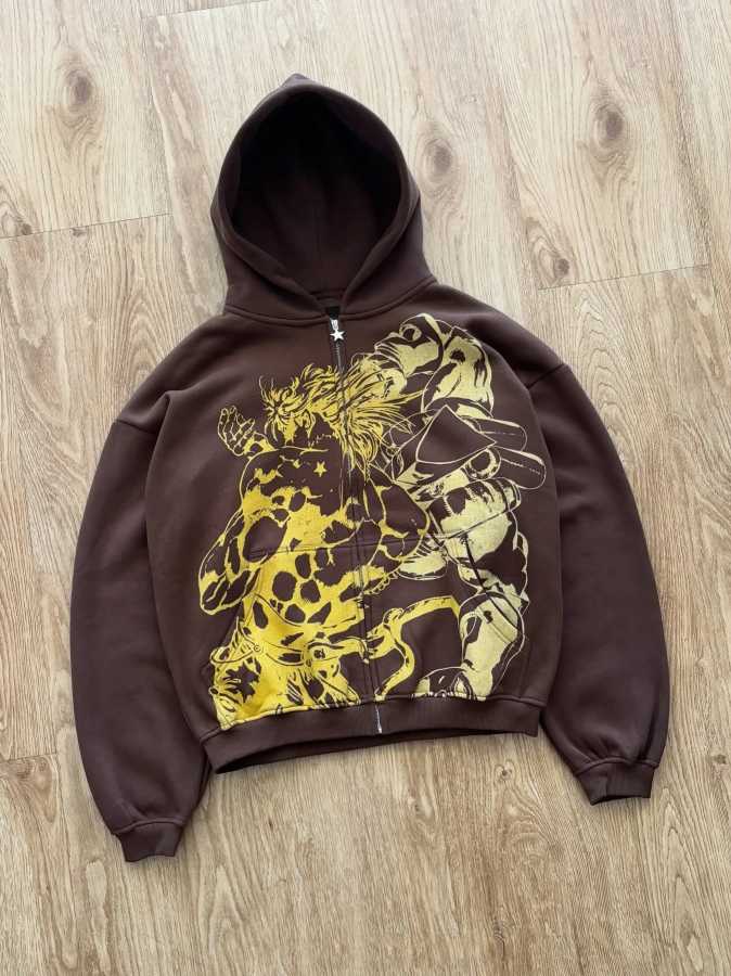 Худи Y2K в стиле хип-хоп Jojo Bizarre Adventure, оверсайз, унисекс, на молнии, для пар, уличная толстовка в стиле Harajuku Толстовки и свитшоты