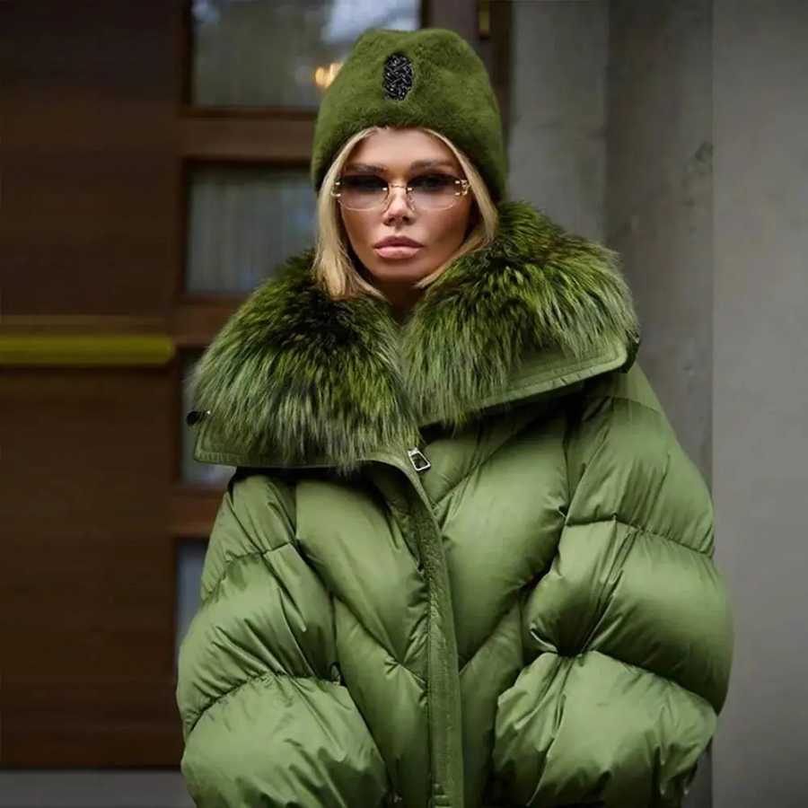 Фотография №2 товара Новая женская стеганая куртка с меховым воротником, свободного кроя, с