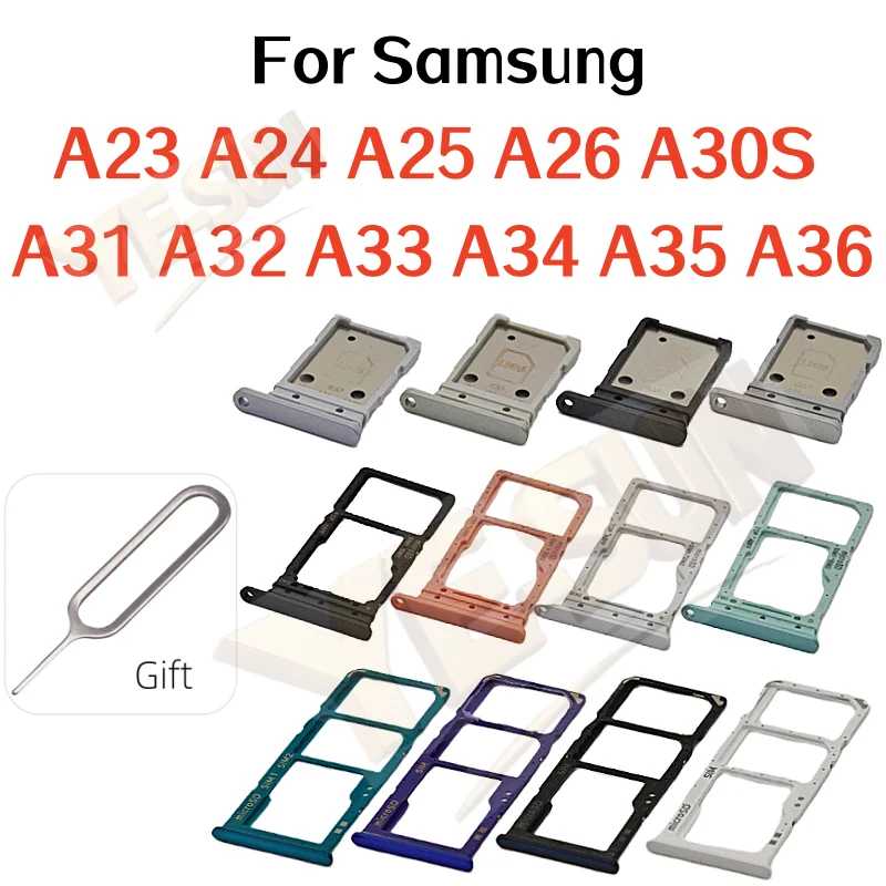 Для Samsung Galaxy A23 A24 A25 A26 A30S A31 A32 A33 A34 A35 A36 Держатель ящика лотка для SIM-карты с двумя слотами Запасные части SIM-карты и аксессуары