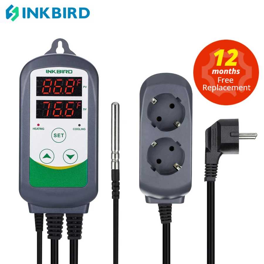 INKBIRD ITC-308 Двойной релейный регулятор температуры отопления и охлаждения, карбон, ферментер, тепличный террариум. Управление Инструменты для измерения и анализа
