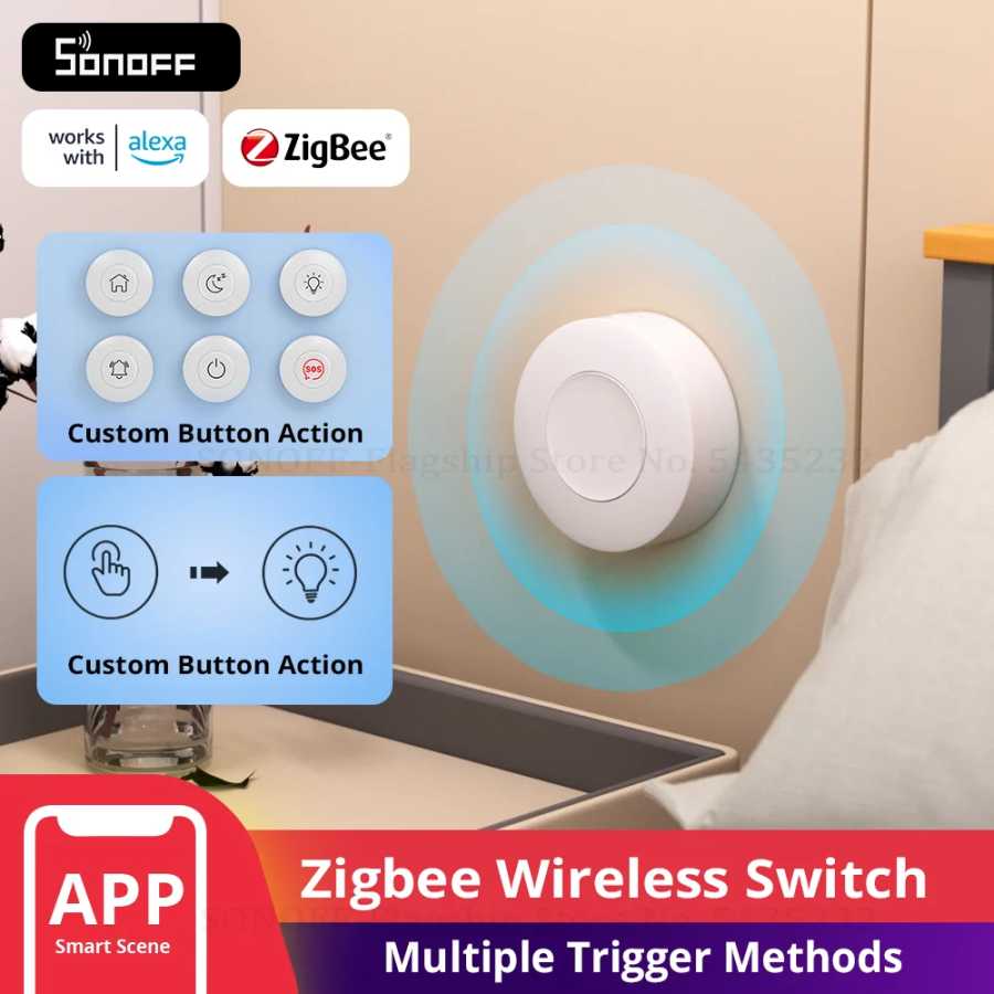 Беспроводная кнопка переключения SONOFF SNZB-01P Zigbee, умная сцена, автоматическое управление домом для приложения eWeLink Alexa Smartthings, умный дом Умная электроника