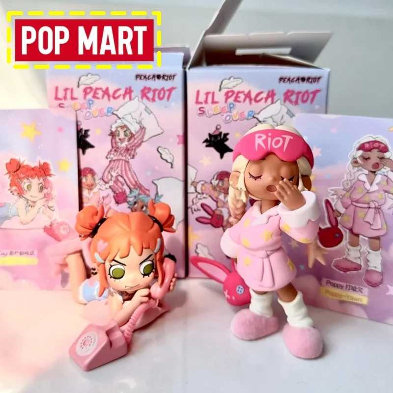 Оригинальная коллекционная фигурка Pop Mart Lil Peach Riot Sleepover Series Blind Box, кавайная игрушка-кукла, модный подарок для девочек Модная слепая коробка