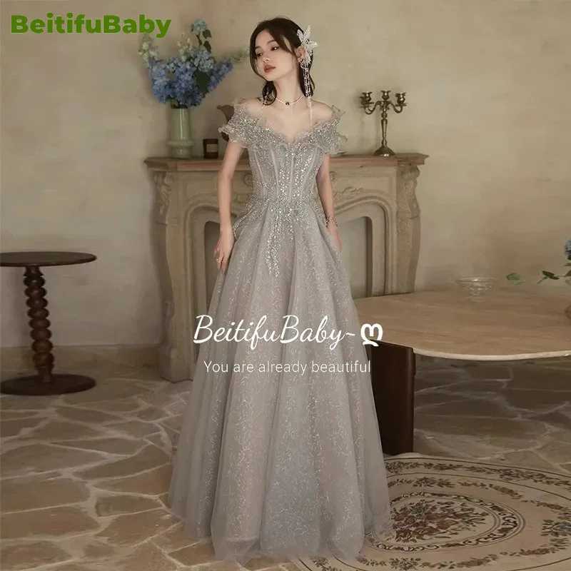 Женское платье на выпускной BeitifuBaby, элегантное бальное платье с оборками и открытыми плечами в стиле принцессы, вечернее платье для женщин Платья для особых случаев