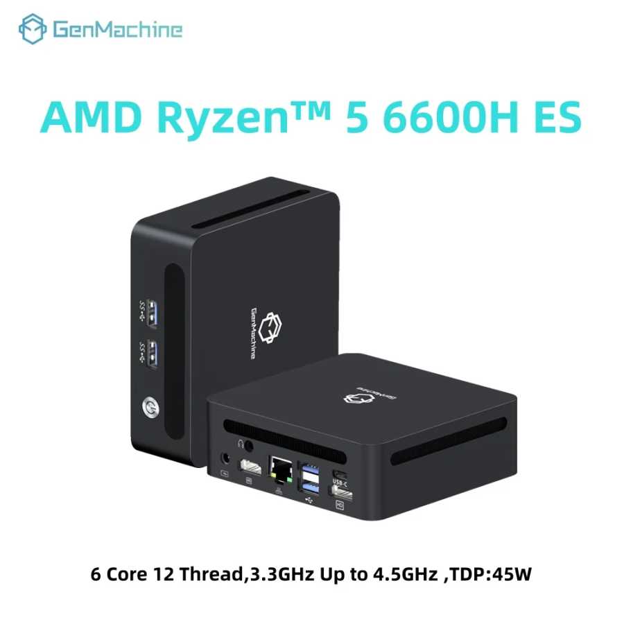 GenMachine AMD Ryzen 5 6600H ES Мини-ПК 4,5 ГГц TDP 45 Вт Windows 11 DDR5 6400 МГц ОЗУ 2,5 ГБ LAN USB4 WIFI6 Мини-ПК Игровой компьютер Мини-ПК
