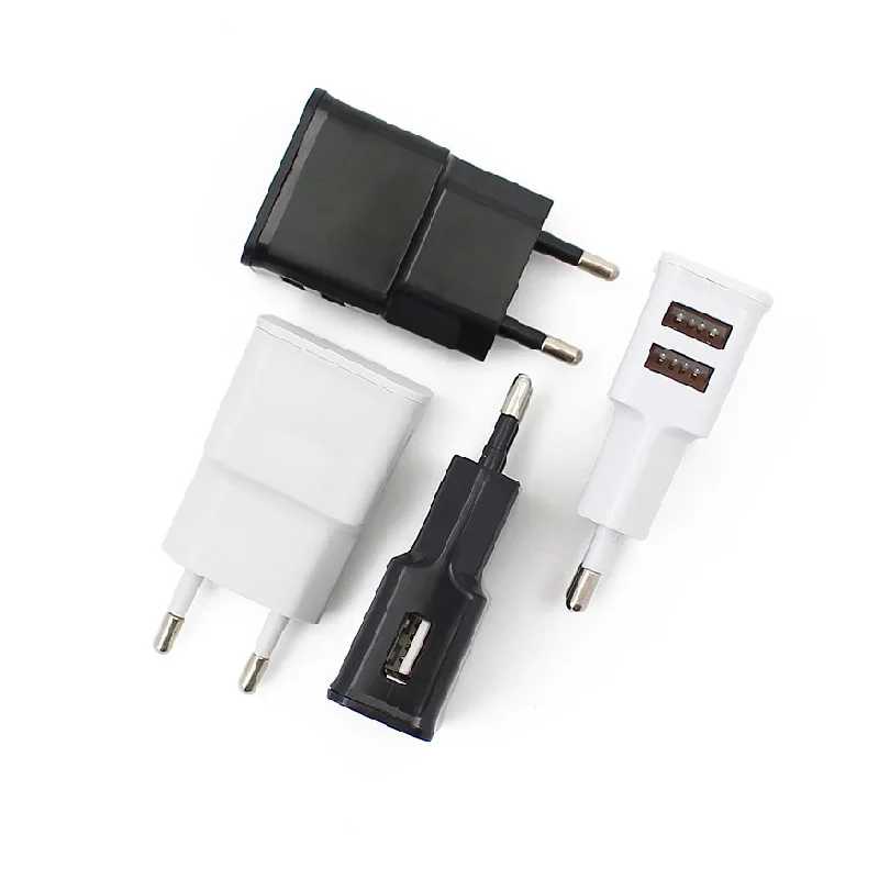 Настенное USB-зарядное устройство с двумя USB-разъемами европейского стандарта для Samsung iPhone, зарядный блок питания для мобильного телефона, мини-зарядное устройство USB 5 В для путешествий Аксессуары и запчасти