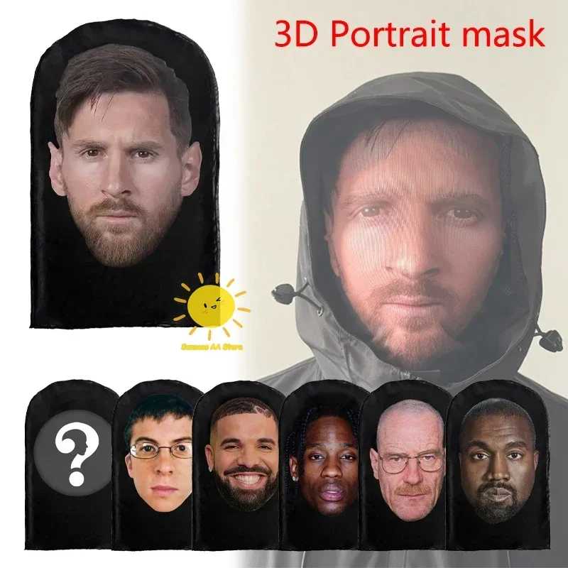 Новая маска Kanye с 3D принтом Drake, эластичная сетчатая маска на все лицо для унисекс, головные уборы для косплея, имитация вечеринки, Балаклава, шляпа, головной убор Аксессуары для косплея
