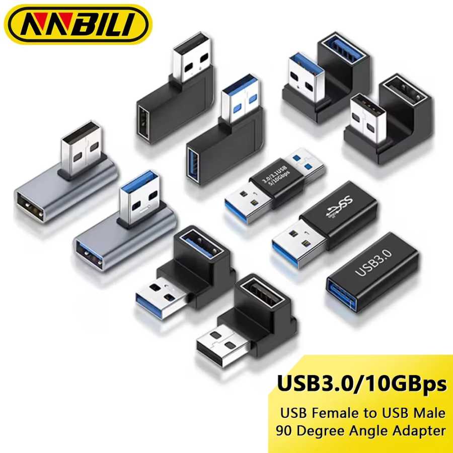 NNBILI USB3.0 между мужчинами и женщинами, прямоугольный удлинитель, USB-адаптер, 90 градусов, 10 Гбит/с, разъем для ноутбука, ПК Компьютерная периферия
