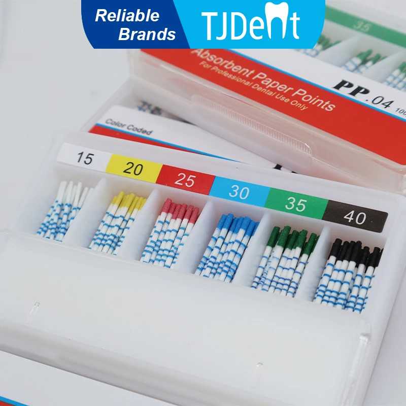 TJDent PP 04 15 # -40 # Впитывающая бумага со шкалой, стоматологическая эндодонтия, точки Гуттаперча, бумажные наконечники, материалы для стоматолога, инструменты Стоматологические материалы