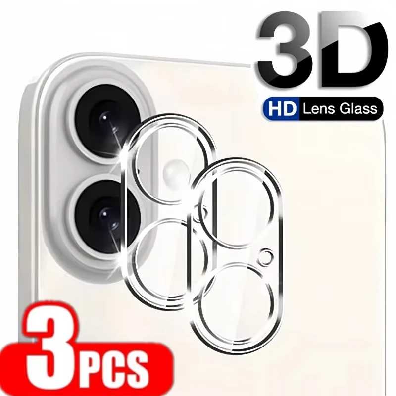 3 шт. стекло для объектива камеры для iPhone 17 Air 16 Pro Max 16 Plus 15 14 11 13 12 Mini HD прозрачное защитное стекло для объектива для iPhone 16 Pro Защитная пленка для мобильного телефона