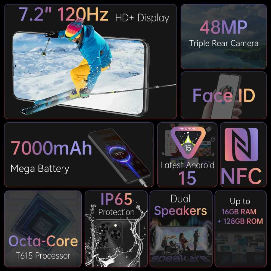 Фотография №1 товара Смартфон Cubot Note 60, Android 15, 7,2-дюймовый дисплей с частотой