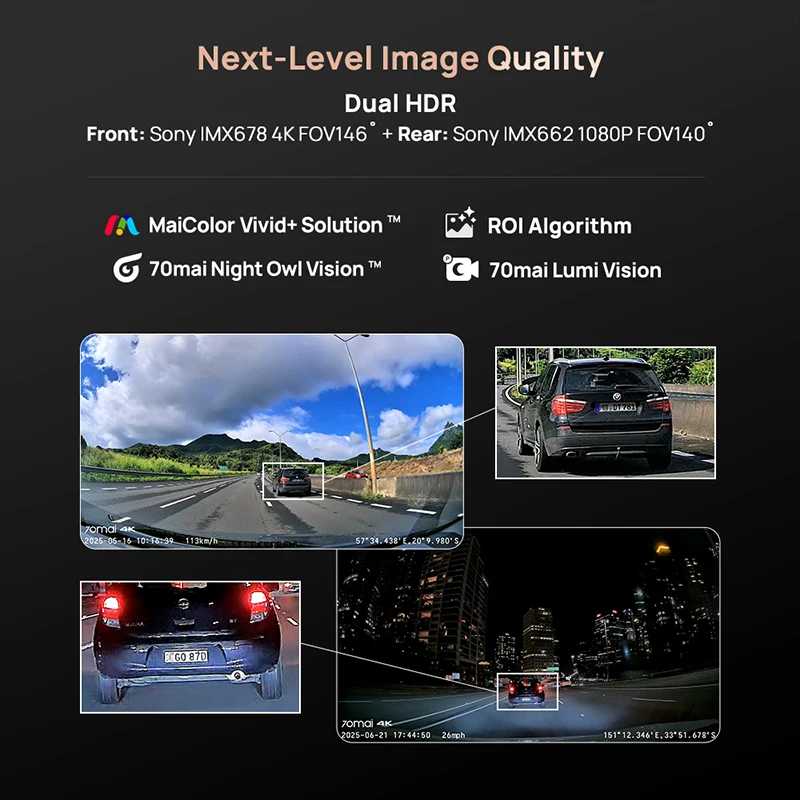 Фотография №3 товара Видеорегистратор 70mai Dash Cam 4K A810S HDR с суперконденсатором, 4G