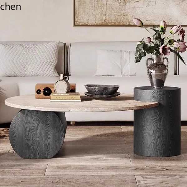 Кофейный столик H5.26 из камня, высококачественный, в стиле ваби-саби, круглый, для офиса, дома, в стиле лёгкой роскоши, креативный, ретро, для гостиной, для небольшой квартиры. Старшая мебель