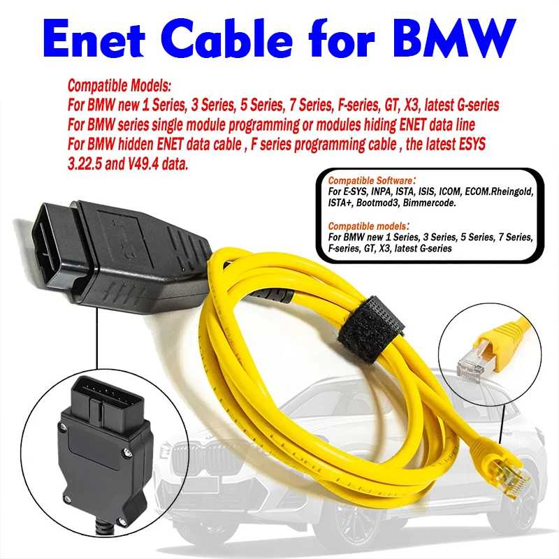 Кабель OBDII Ethernet RJ45 для BMW F/G серии ESYS INPA ISTA ICOM Кодирование ECU Программатор Диагностический кабель ENET Инструмент сканера OBD2 Инструмент для ремонта автомобилей