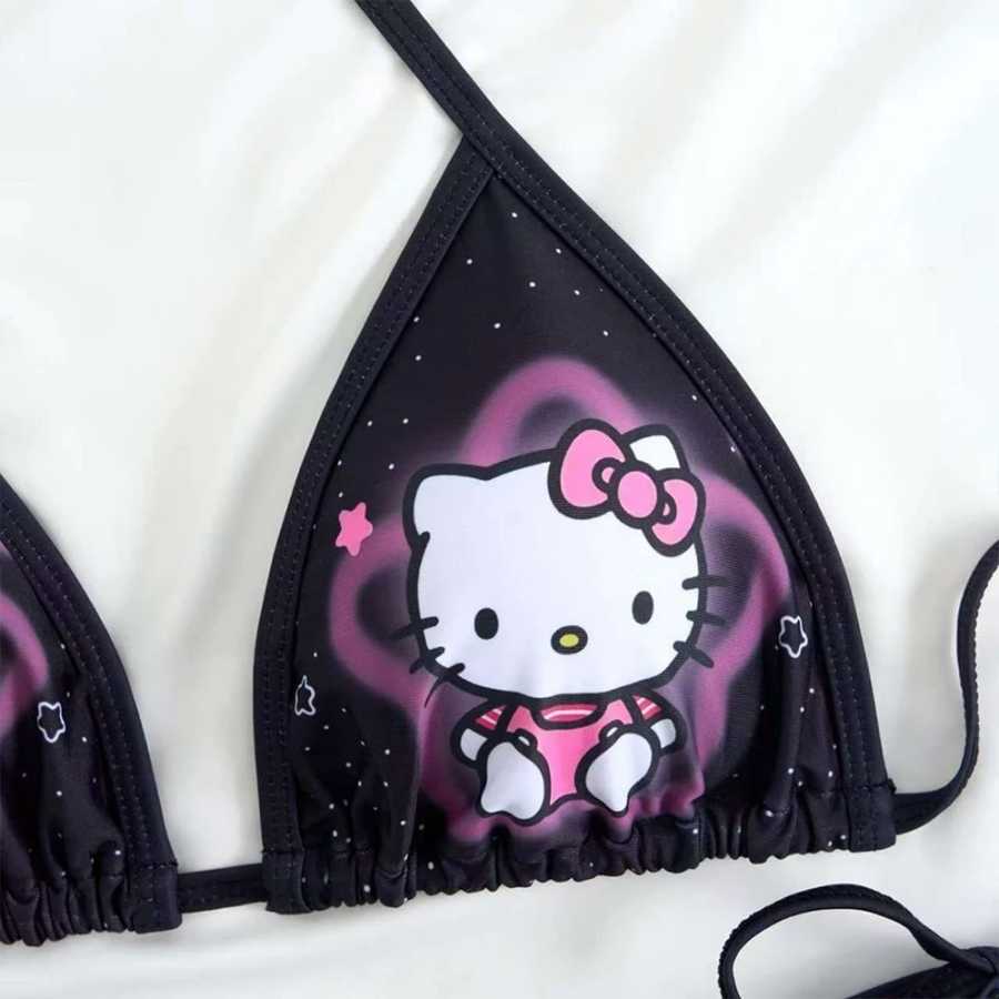 Фотография №3 товара Купальник Sanrio Kawaii Hello Kitty с бретельками, комплект бикини Y2K