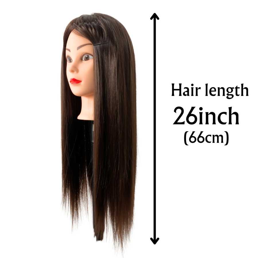 Фотография №4 товара 26-дюймовая профессиональная женская голова манекена с волосами для плетения, укладки