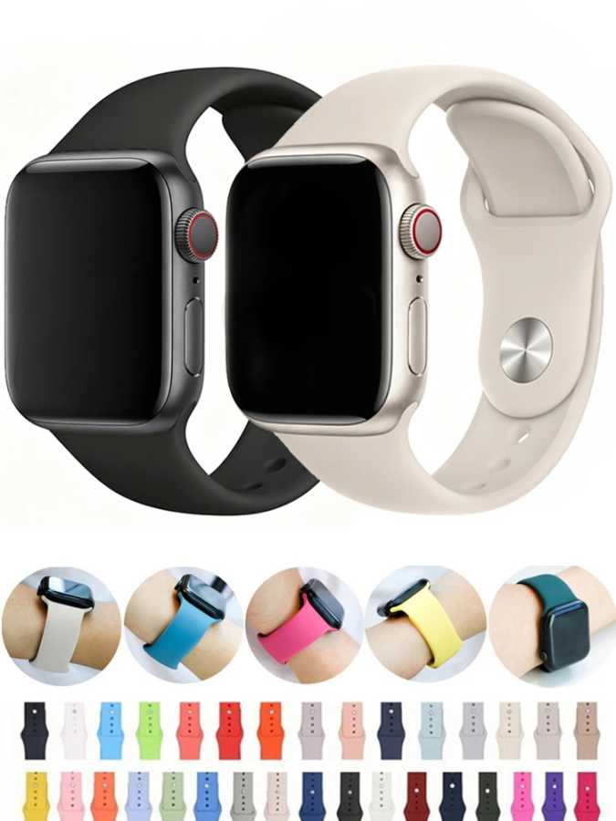 Ремешки для Apple Watch 44 мм, 40 мм, 45 мм, 41 мм, 49 мм, 46 мм, 42 мм, силиконовый браслет, совместимый с сериями iWatch 11, 10, 7, 8, SE, 9, Ultra, 2, 3. Аксессуары для часов