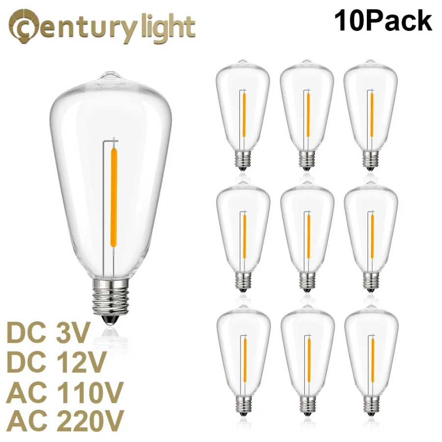 Небьющаяся светодиодная лампа ST38 1 Вт E12 DC3V DC12V AC110V AC220V пластиковые сменные лампы для солнечных гирлянд, гирлянда, лагеря, лодка, автофургон Лампочки и световые трубки
