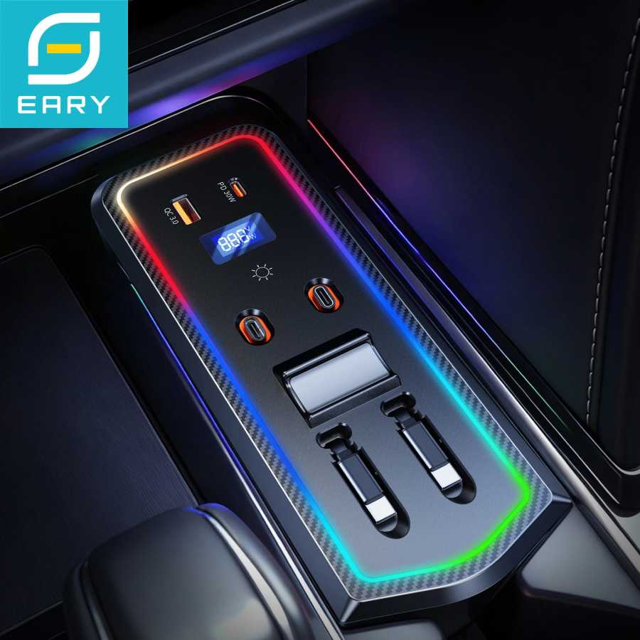 Автомобильный USB-хаб Eary 30 Вт для Toyota Camry 2024-2026 с выдвижным кабелем Type-C, быстрой зарядкой и 4-портовой док-станцией для центральной консоли Новая Энергия транспортного средства Детали и аксессуары