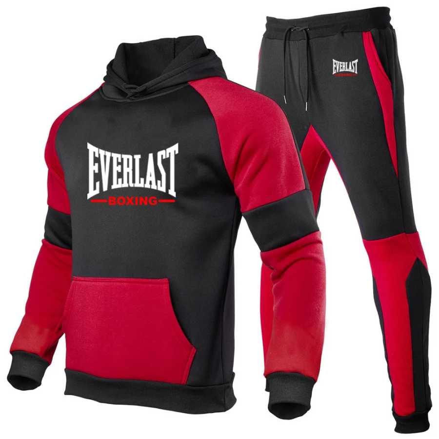 Everlast 2023, весенне-осенние мужские новые высококачественные толстовки с капюшоном, хлопковые топы + спортивные штаны, спортивные комплекты из двух предметов для бега Мужские комплекты (новые)
