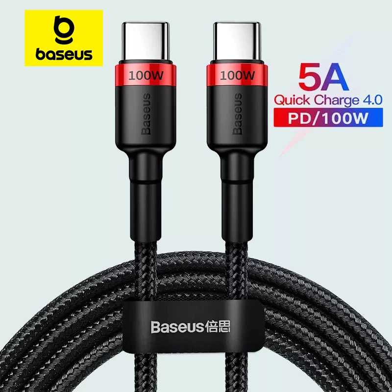 Кабель Baseus USB-C - USB Type-C 100 Вт для быстрой зарядки MacBook Pro, iPhone 17, 16, 15 Pro Max (поддержка Quick Charge 4.0) 