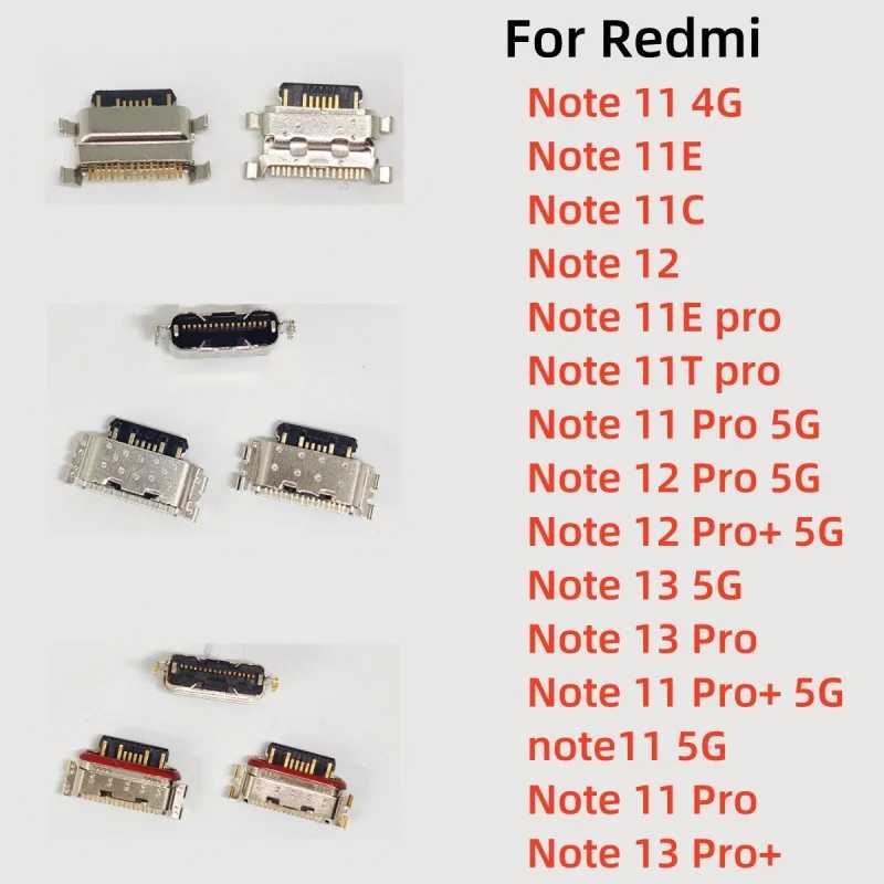 10 шт. для Xiaomi Redmi Note 13 12 11 11E 11T Pro Plus 4G 5G USB Type C Порт зарядки Разъем для зарядного устройства Разъем для док-станции Детали для мобильных телефонов
