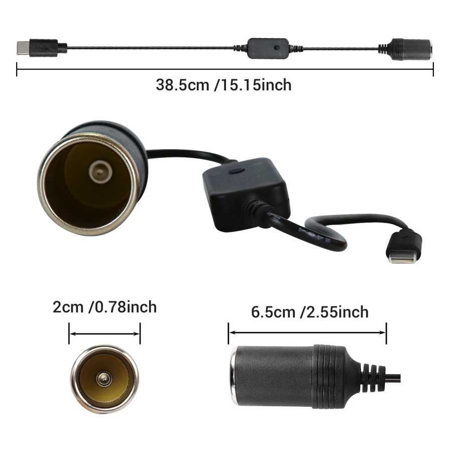 Фотография №3 товара Автомобильный адаптер USB Type-C &laquo;папа&raquo; на 9 В 12 В,