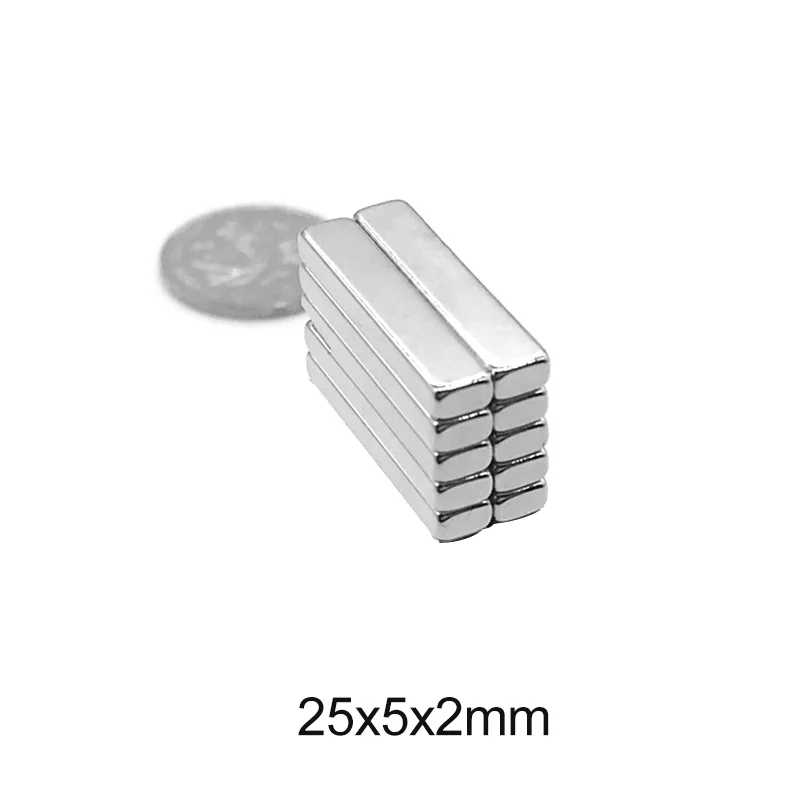 Мощный прямоугольный неодимовый магнит 25x5x2 мм, магнитный блок из редкоземельных элементов 25*5*2 Крепеж и скобяные изделия