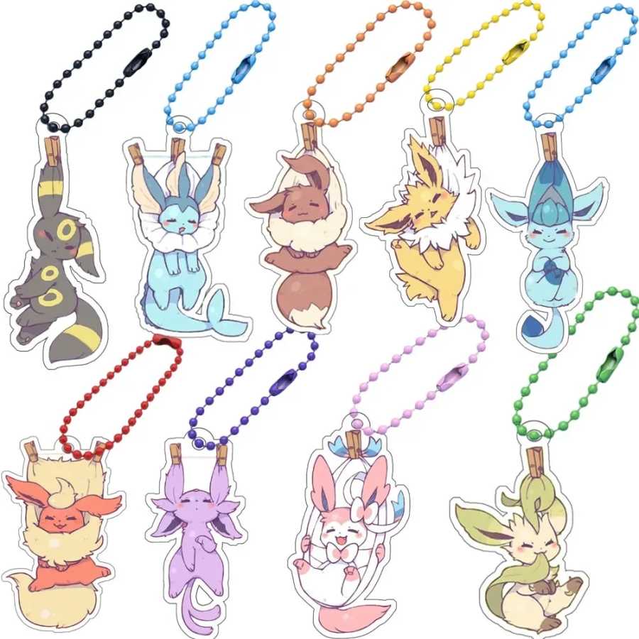Аниме фигурка Pokemon Eeveelution Leafeon Eevee Jolteon Glaceon Sylveon Espeon Umbreon Flareon акриловый брелок для ключей сумка кулон 5 см Игровые фигурки и трансформеры