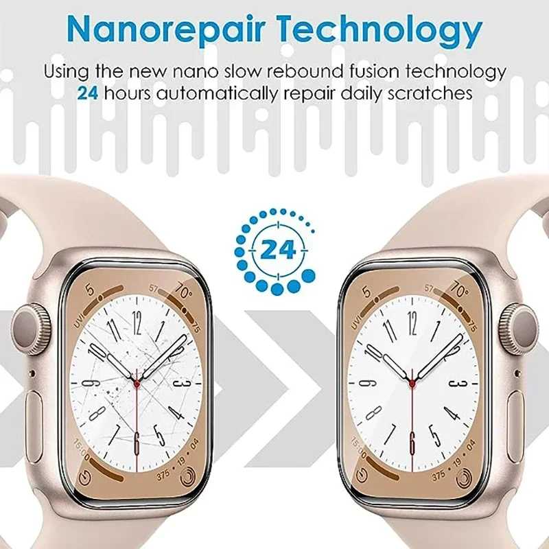 Фотография №4 товара Мягкая гидрогелевая защитная пленка для экрана Apple Watch 11 10