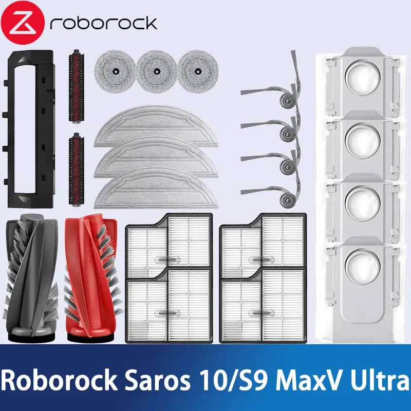 Roborock Saros 10/Roborock S9 MaxV Ultra Запасные части для робота-пылесоса Основные боковые щетки Салфетки для швабры HEPA-фильтры Мешки для пыли Аксессуары Запчасти для бытовой техники