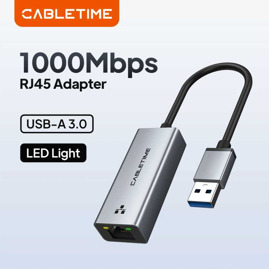 USB-адаптер Ethernet CABLETIME 100/1000 Мбит/с USB 3.0 RJ45, сетевая карта для ноутбуков Macbook, интернет-адаптер RJ45 Сетевое оборудование