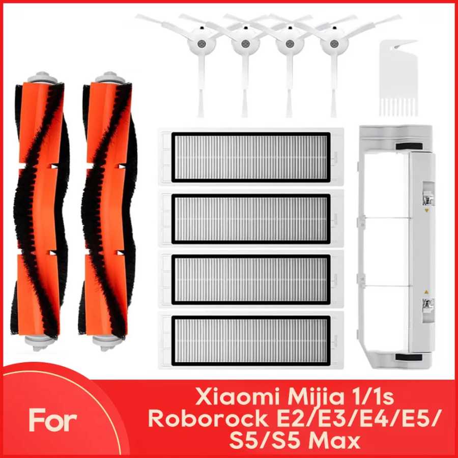 Совместимо с Xiaomi Mi Robot Vacuum Cleaner 1 / 1S SDJQR01RR SDJQR02RR Roborock E2 E3 E4 E5 S4 S4 Max S5 Основная и боковая щетка, фильтр Запчасти для бытовой техники