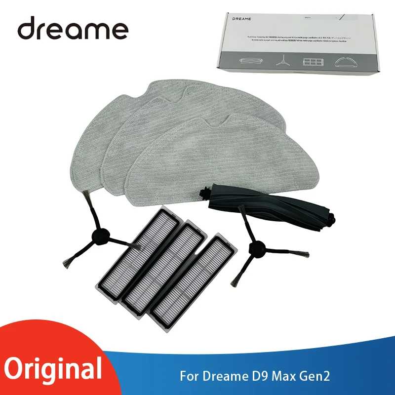 Оригинальные аксессуары для робота-пылесоса Dreame D9 Max Gen2, основная щетка, боковая щетка, фильтр Hepa, тряпка для швабры, запасные части 