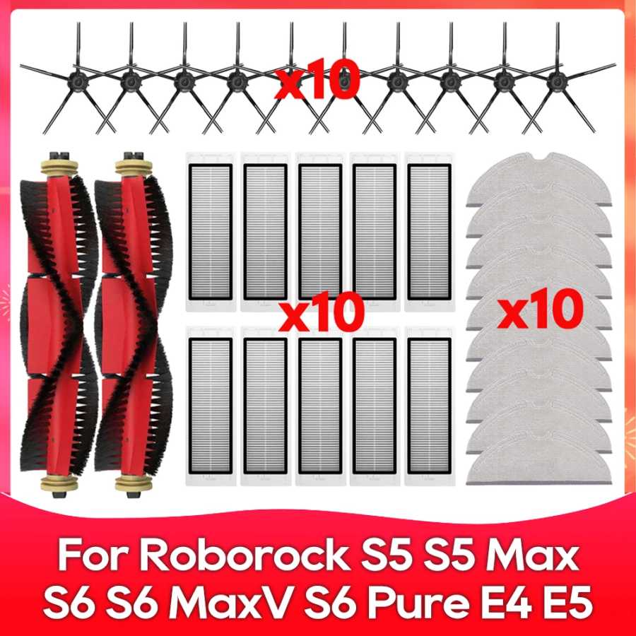 Совместимо с ( Roborock S5, S5 Max, S6 MaxV, S6 Pure, E4, E5, S51, S52, S55 ) Валик Боковая Щетка Фильтр Швабра Аксессуары Детал Запчасти для бытовой техники