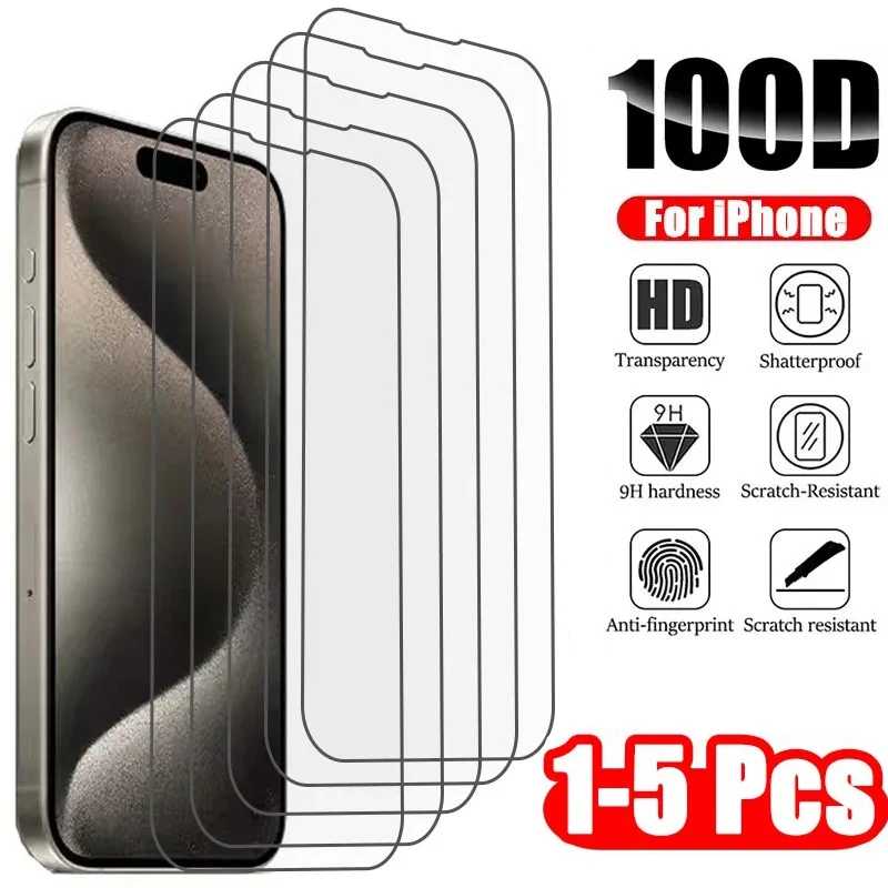 1-5 шт. закаленное стекло для iPhone 16 15 14 13 12 11 Pro Max Защитная пленка для экрана IPhone 7 8 SE X XS XR Защитная стеклянная пленка Защитная пленка для мобильного телефона