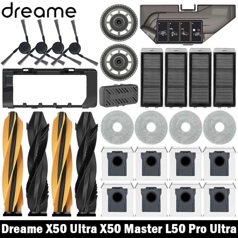 Dreame X50 Ultra/X50 Master/L50 Pro Ultra/L40S Pro Ultra/L40s Ultra/MOVA V50 Ultra Детали Основная щетка Фильтр Швабра Тканевый мешок для пыли Запчасти для бытовой техники