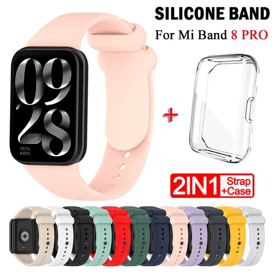 Ремешок + чехол для Xiaomi Mi Band 8 Pro, ремешок Smart Band, защитный чехол, силиконовый браслет-браслет для Miband 8 Pro Умная электроника